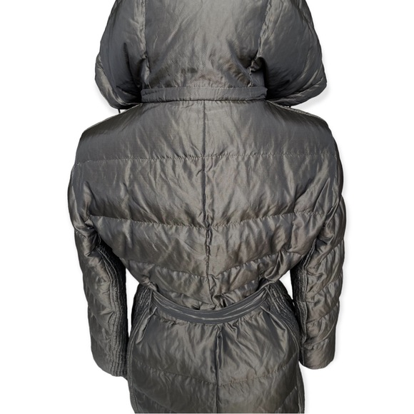 Burberry Puffer Jacket Hooded Belted Coat Quilted Mink Gray - Picture 10 of 15